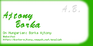 ajtony borka business card